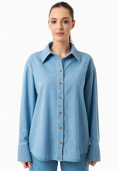 Denim Button-Up Shirt Light Blue