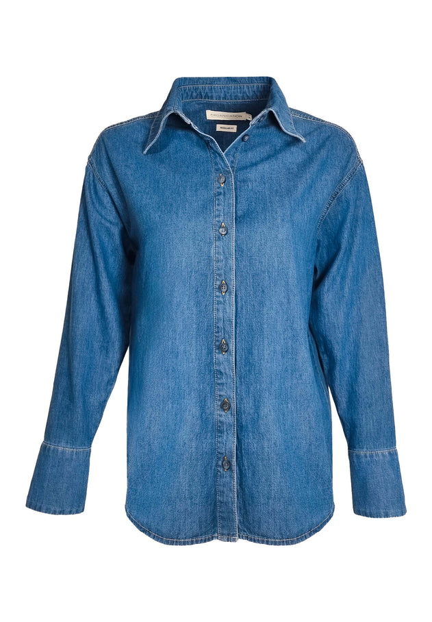 Denim Button-Up Shirt Medium Blue