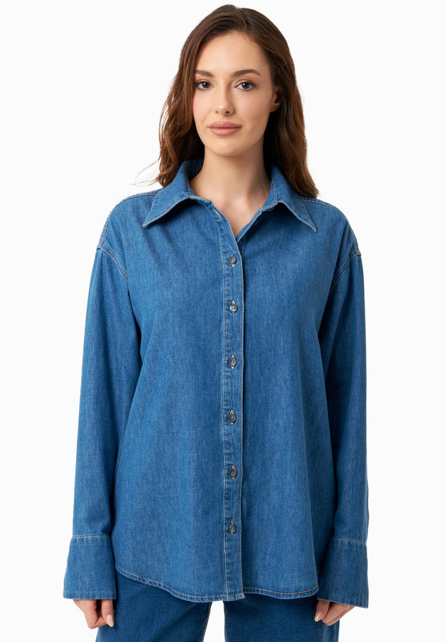 Denim Button-Up Shirt Medium Blue