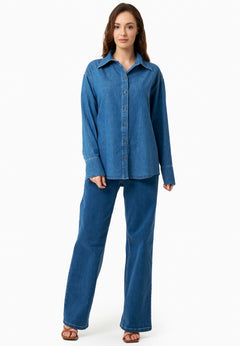 Denim Button-Up Shirt Medium Blue