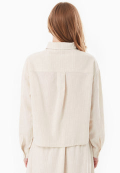 Striped Button-Up Blouse Natural/Off White