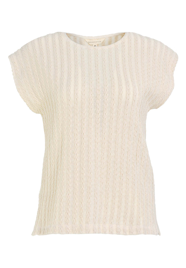 Fantasy Cotton Knit Short Sleeve Top Natural