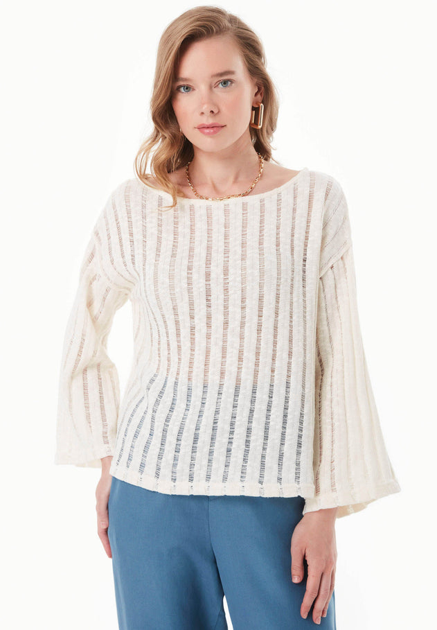 Fantasy Knit Long Sleeve Top Natural
