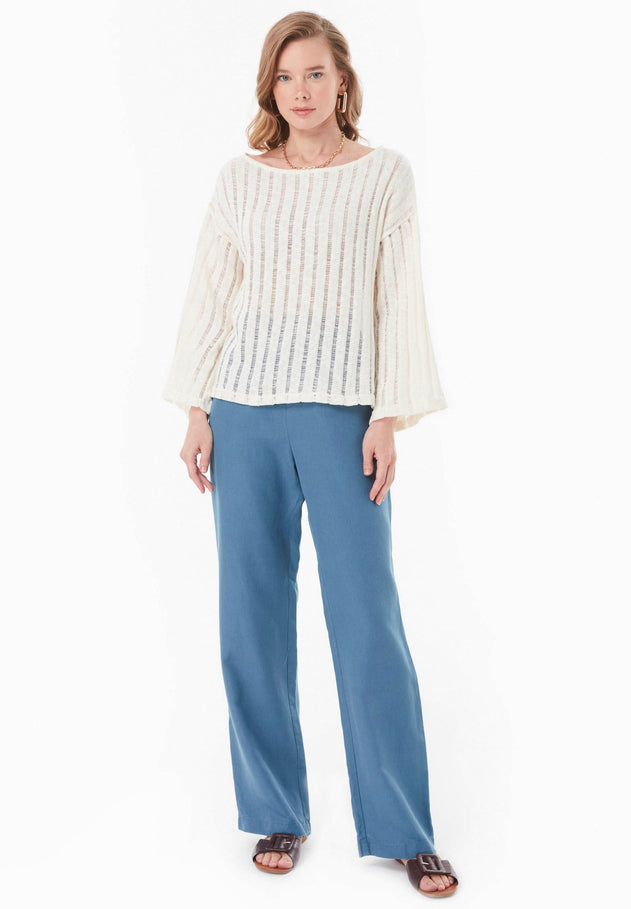 Fantasy Knit Long Sleeve Top Natural
