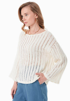 Fantasy Knit Long Sleeve Top Natural