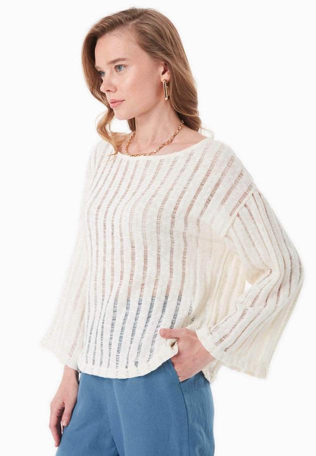 Fantasy Knit Long Sleeve Top Natural
