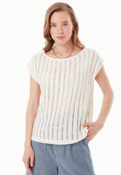 Fantasy Knit Short Sleeve Top Natural