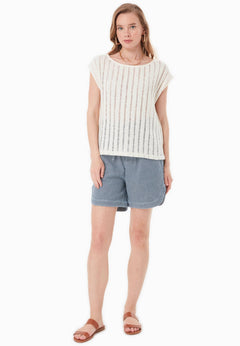 Fantasy Knit Short Sleeve Top Natural