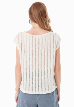 Fantasy Knit Short Sleeve Top Natural