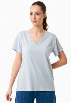 V-Neck T-Shirt Niagara Blue