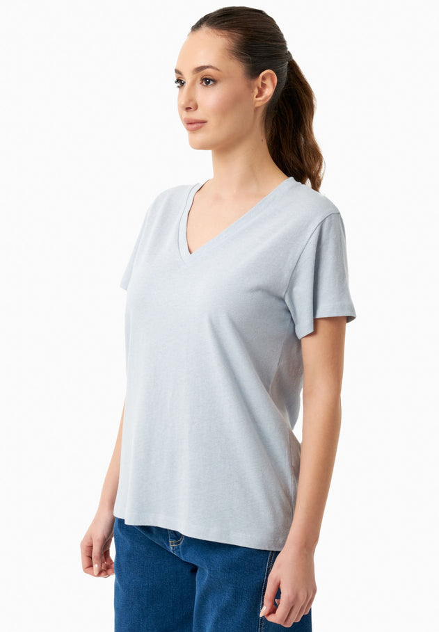 V-Neck T-Shirt Niagara Blue
