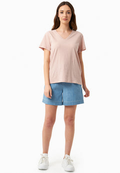 V-Neck T-Shirt Pastel Pink