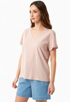 V-Neck T-Shirt Pastel Pink