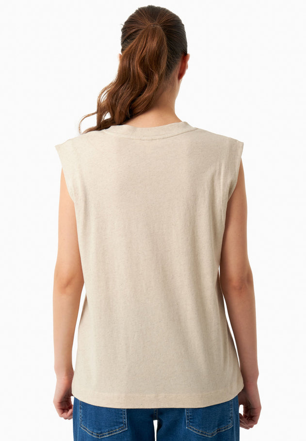 Linen Blend Sleeveless Tee Natural