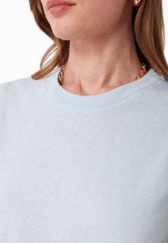 Linen Blend Sleeveless Tee Niagara Blue