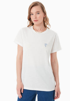 Embroidered Flower T-Shirt Off-White