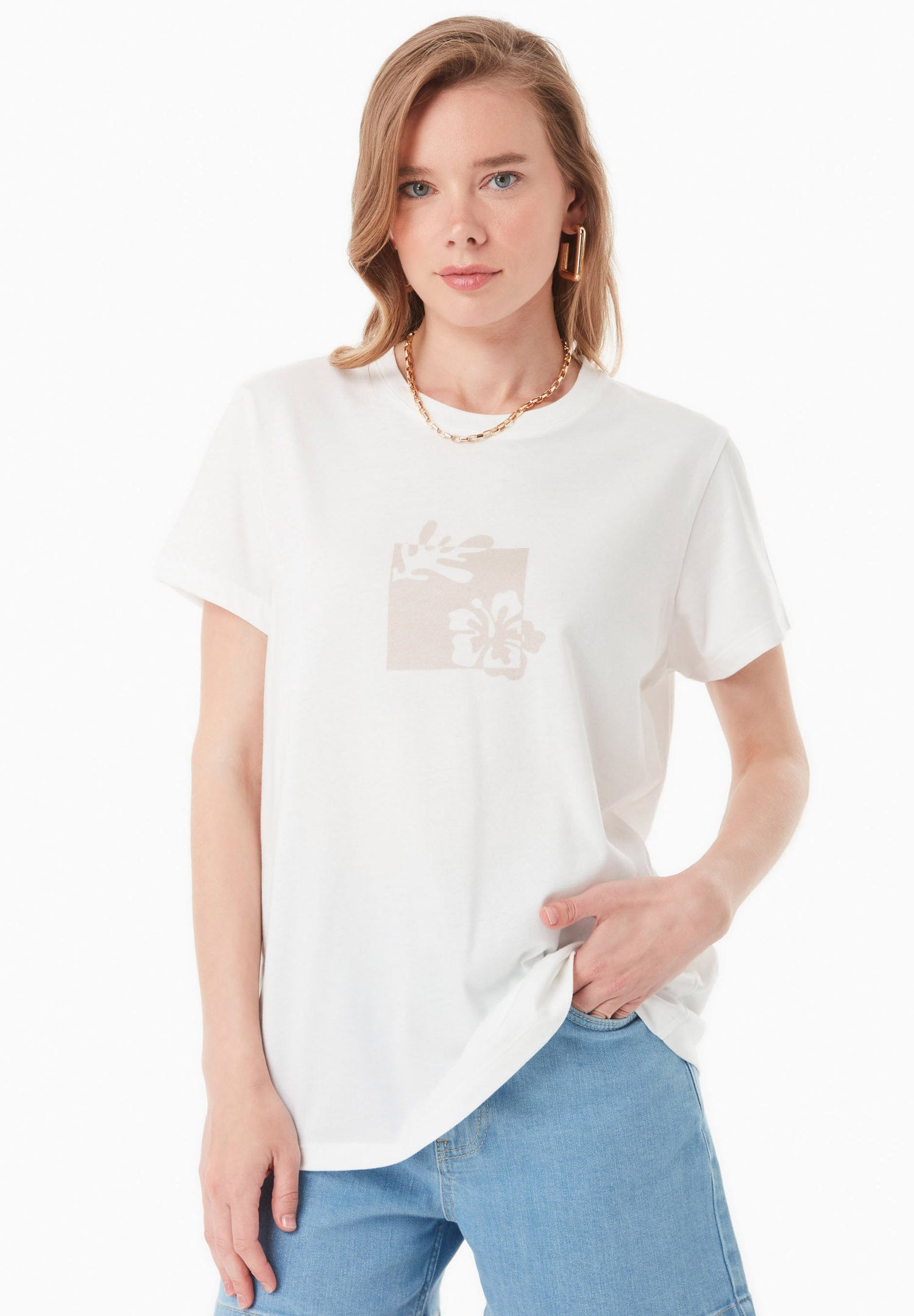 Floral Print T-Shirt Off-White