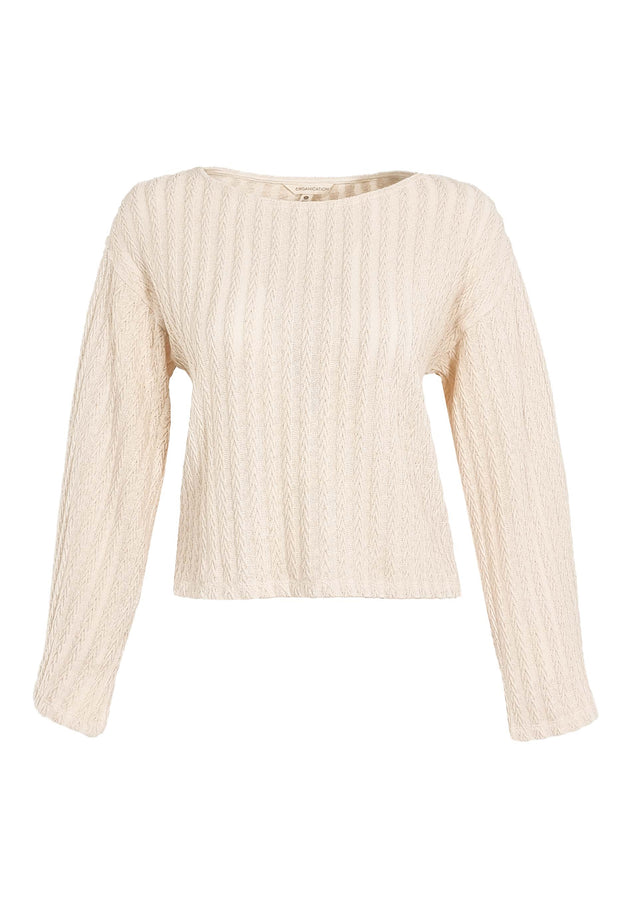 Fantasy Cotton Knit Long Sleeve Natural