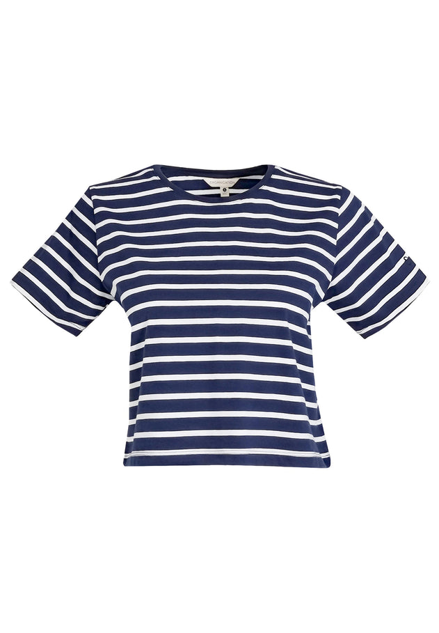 Striped Organic Cotton T-Shirt Off White/Dark Navy