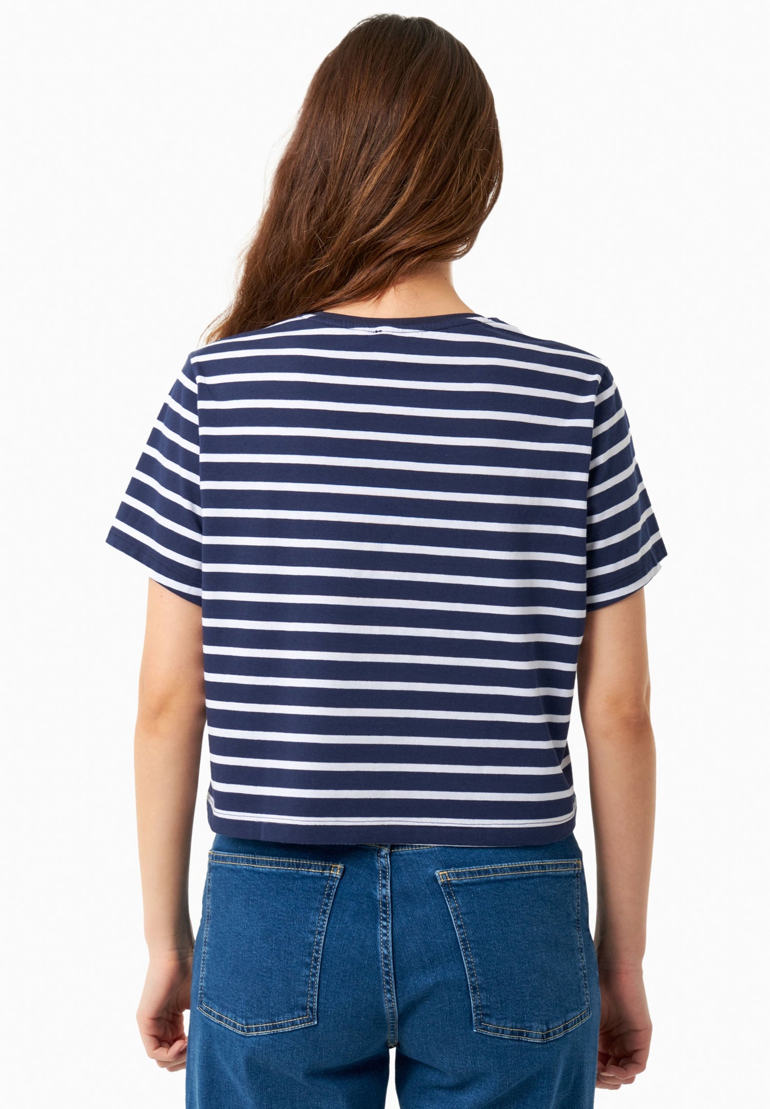 Striped Organic Cotton T-Shirt Off White/Dark Navy