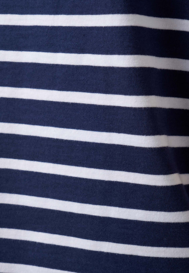 Striped Organic Cotton T-Shirt Off White/Dark Navy
