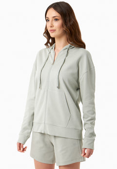 Women's Modal Blend Zipper Hoodie Green Moss