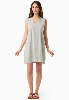 Sleeveless Linen Blend Mini Dress Green Moss
