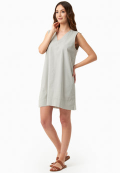 Sleeveless Linen Blend Mini Dress Green Moss