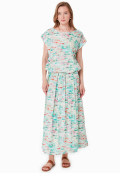 Long Crinkle Voile Skirt Brushed Effect