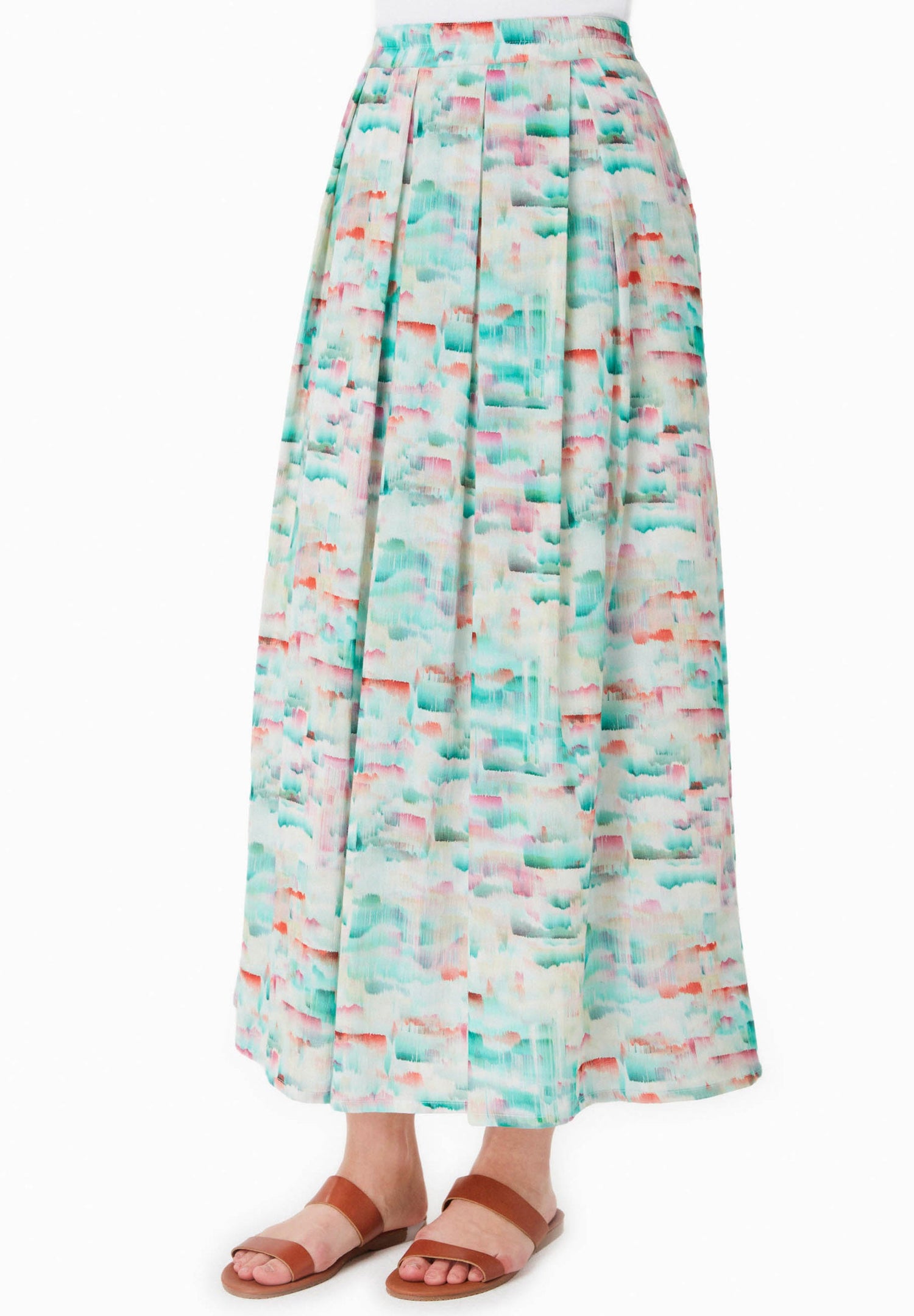 Long Crinkle Voile Skirt Brushed Effect