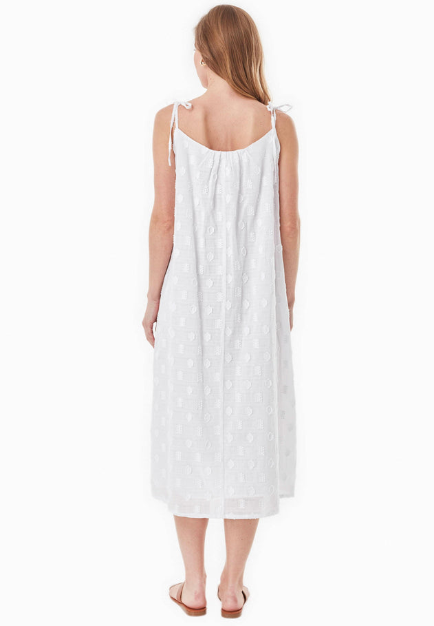 Organic Cotton Jacquard Dress White