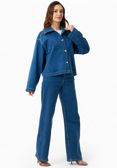 Women's Denim Organic Cotton Jacket Medium Blue