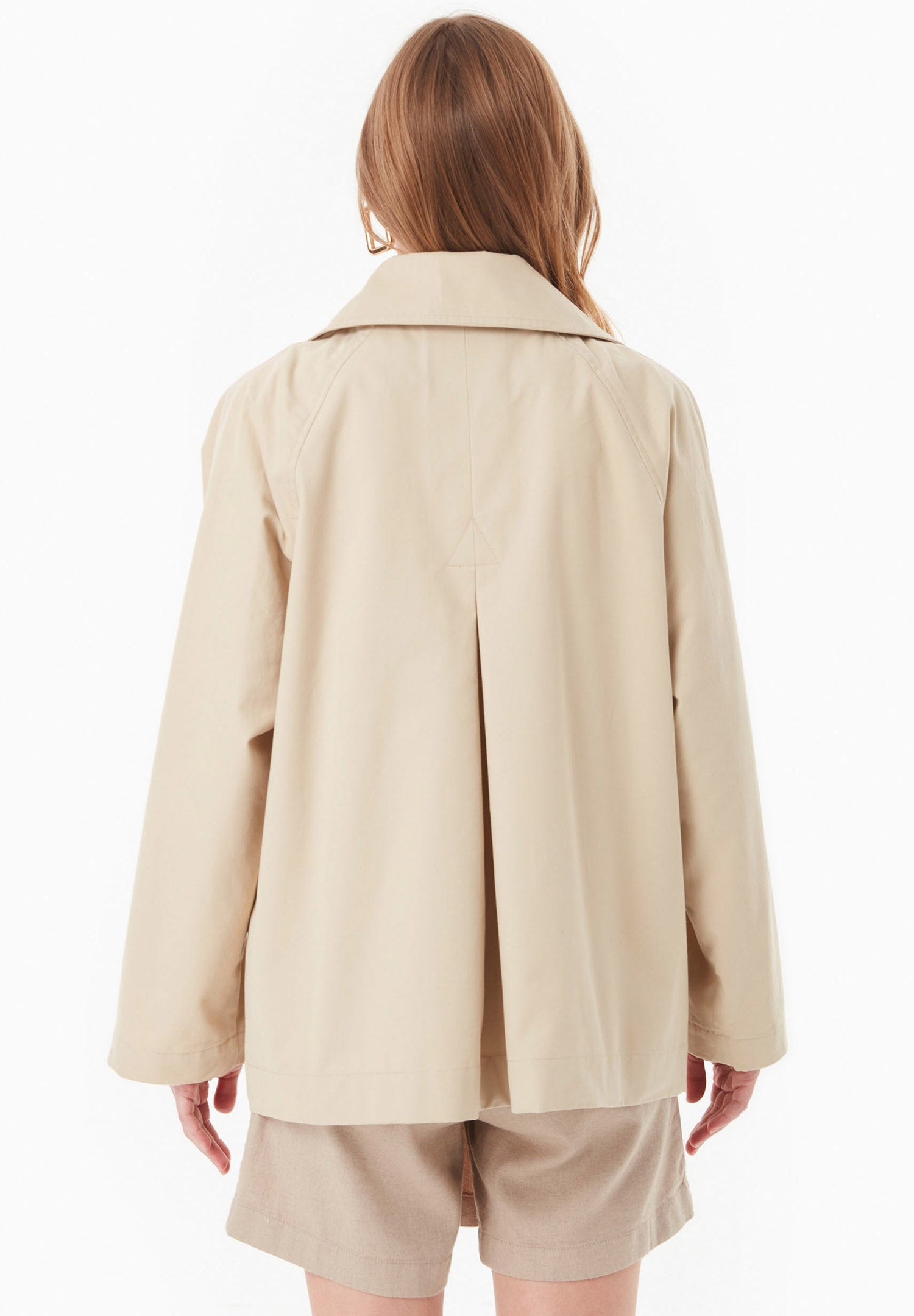 Women's Short Organic Cotton Trench Coat Stone
