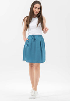 Lyocell Mini Skirt With Drawstring Ocean