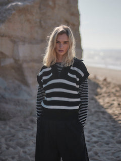 Knitted Troyer With Stripes In Cotton