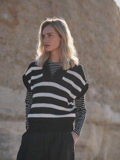 Knitted Troyer With Stripes In Cotton