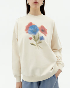 Jimena Blurry Flower Sweatshirt White