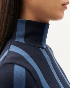 Ellen Top Navy Striped Wool