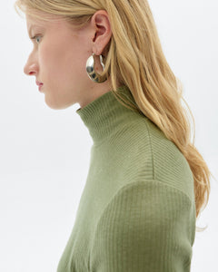 Aine Turtleneck Top Green Hemp