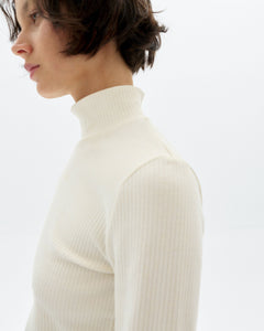 Aine Turtleneck Top White Hemp