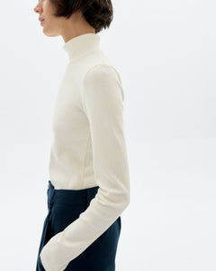 Aine Turtleneck Top White Hemp