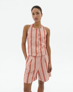Melo Buttoned Halter Top Striped