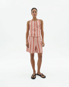 Melo Buttoned Halter Top Striped