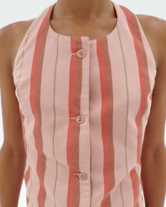 Melo Buttoned Halter Top Striped