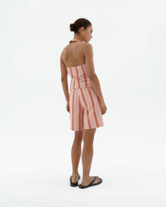 Melo Buttoned Halter Top Striped