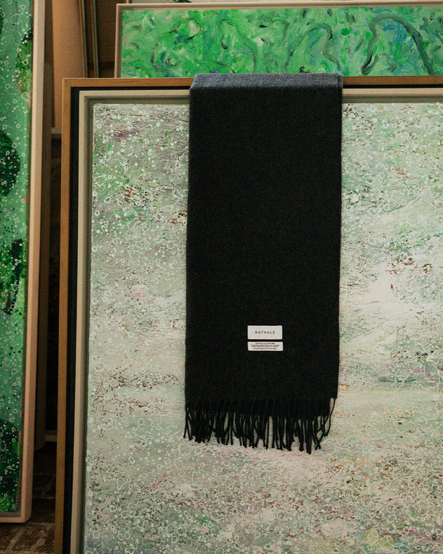 Woven Merino Wool Scarf Black