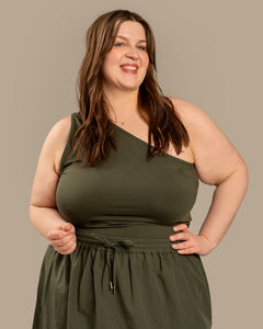 One-Shoulder Top Khaki