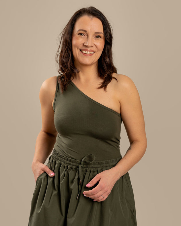 One-Shoulder Top Khaki