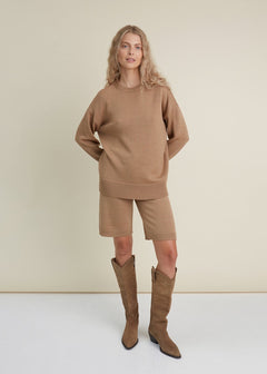 Knitted Merino Wool Oversized Sweater & Shorts Set