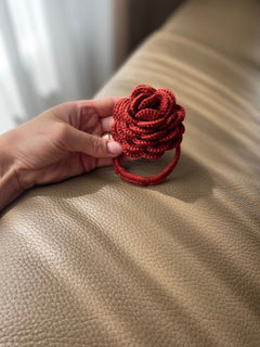 Hand-Crocheted Merino Wool Flower Scrunchie